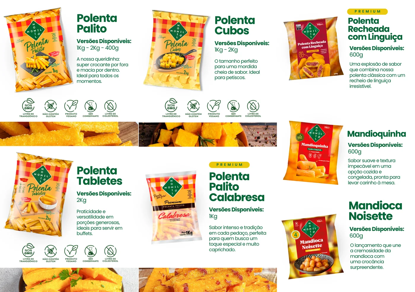Folder A5, lado interno: linha completa com formatos e pesos